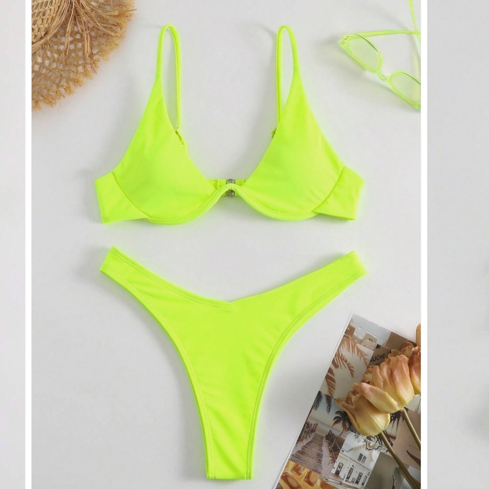 Shein Neon Lime Underwire High
Cut Bikini Swimsuit